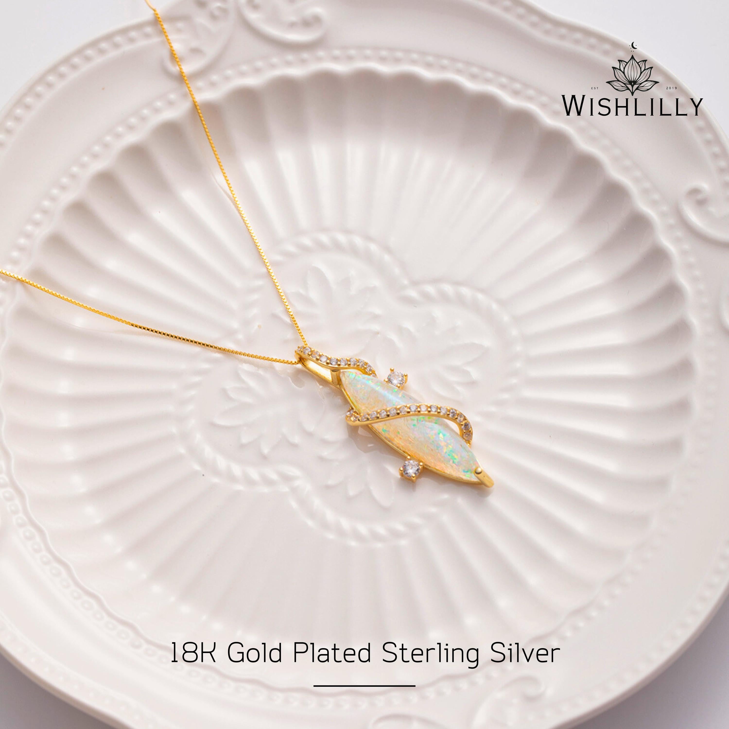 Opal Pendant Necklace by Wishlilly