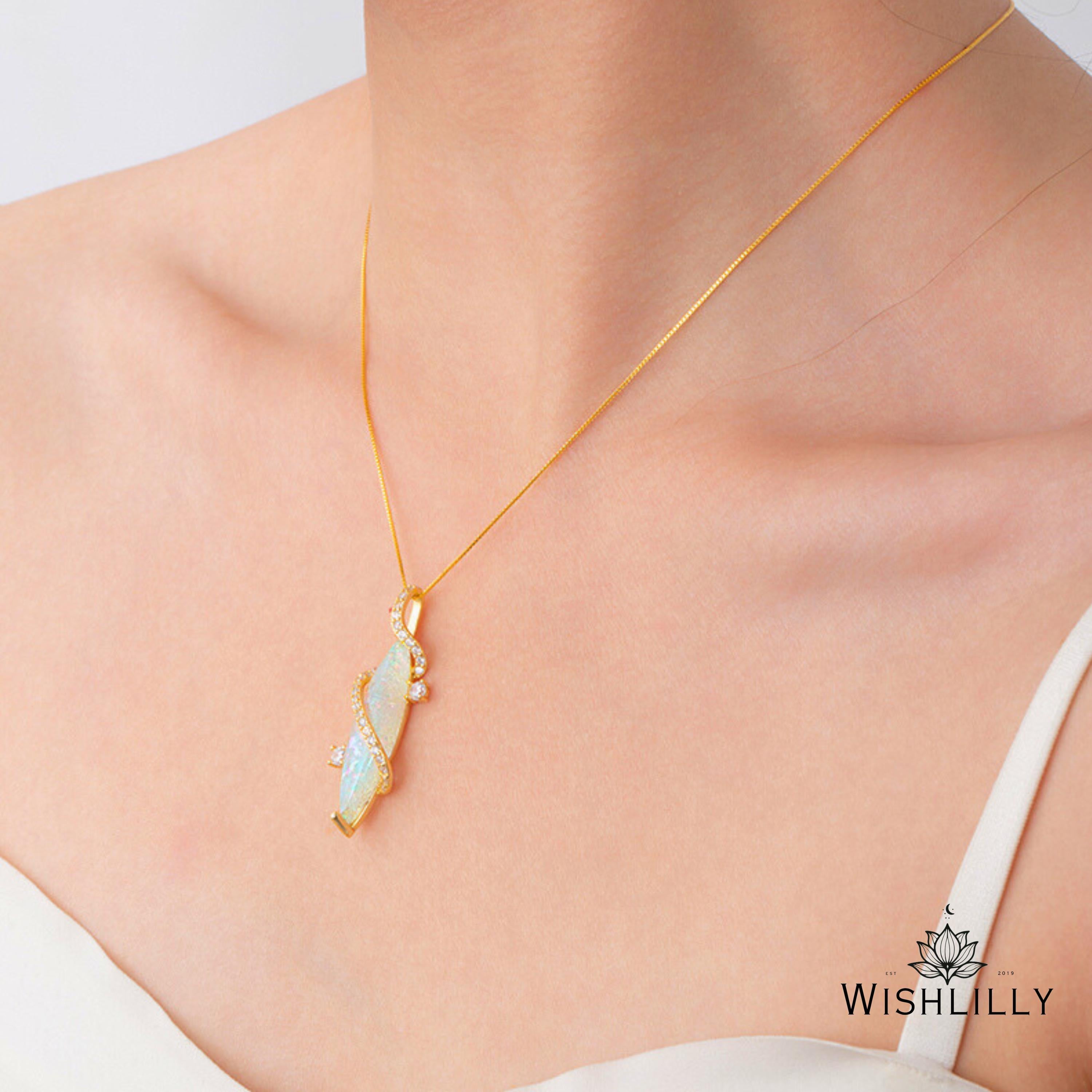 Opal Pendant Necklace by Wishlilly
