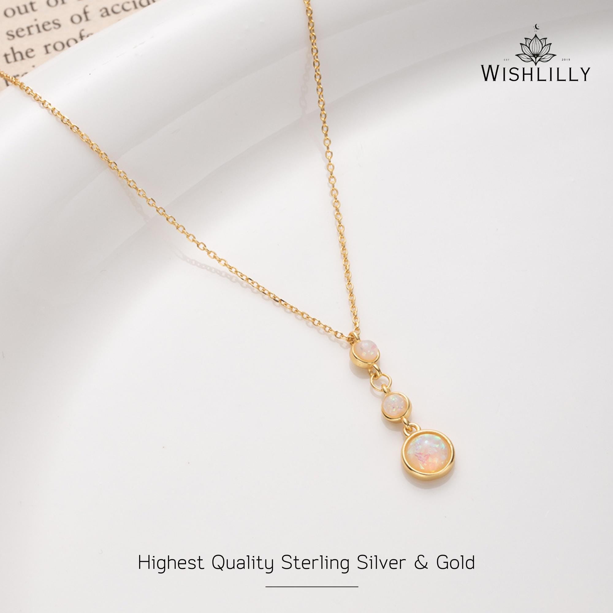 Gold Opal Circles Pendant Necklace by Wishlilly