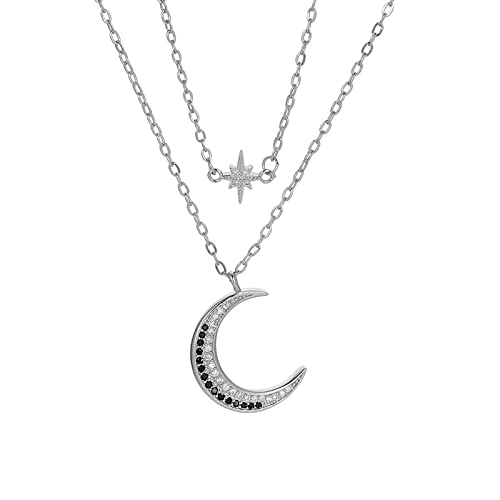 Silver Moon and Star Necklace Set by Wishlilly