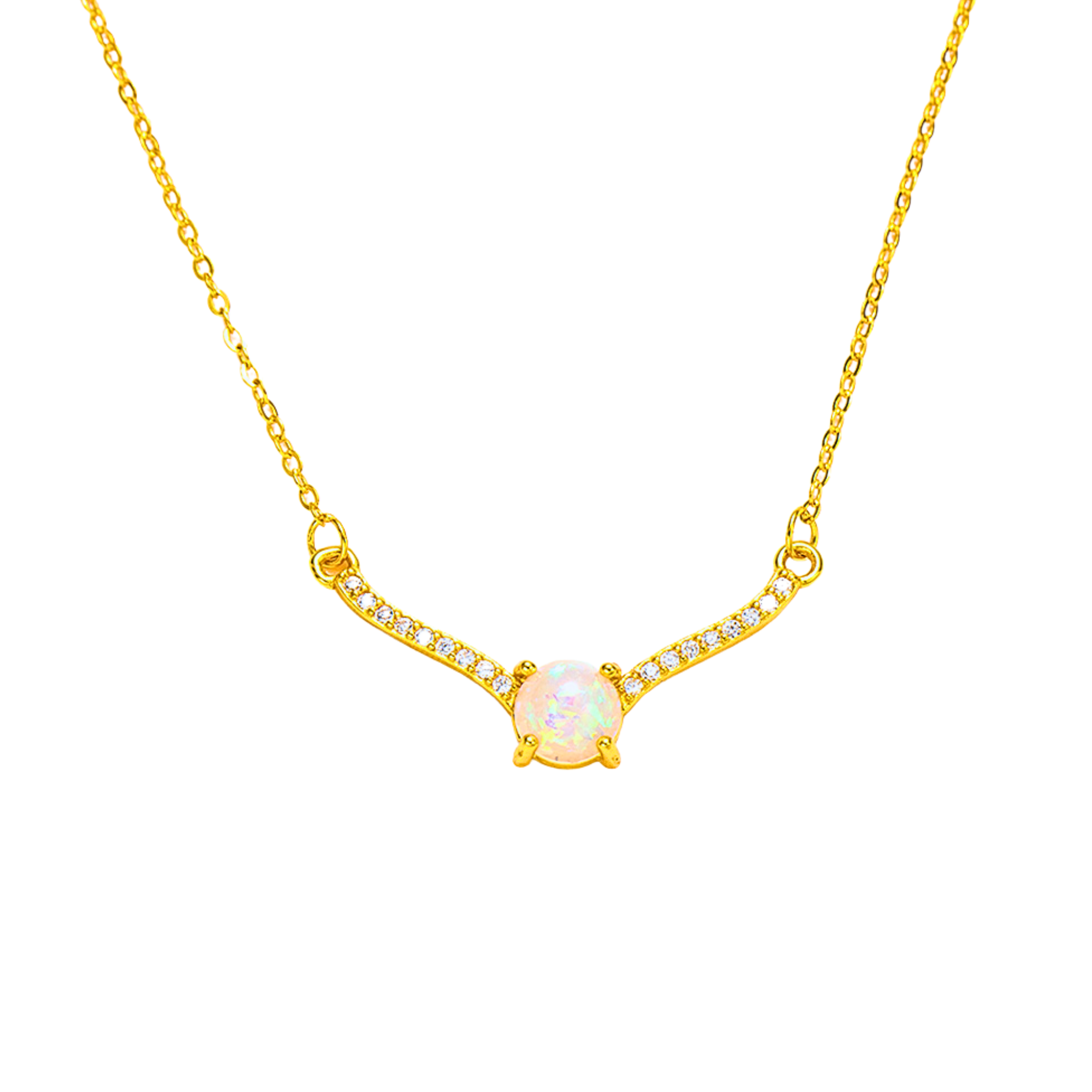 Gold Opal Crown Pendant Necklace by Wishlilly
