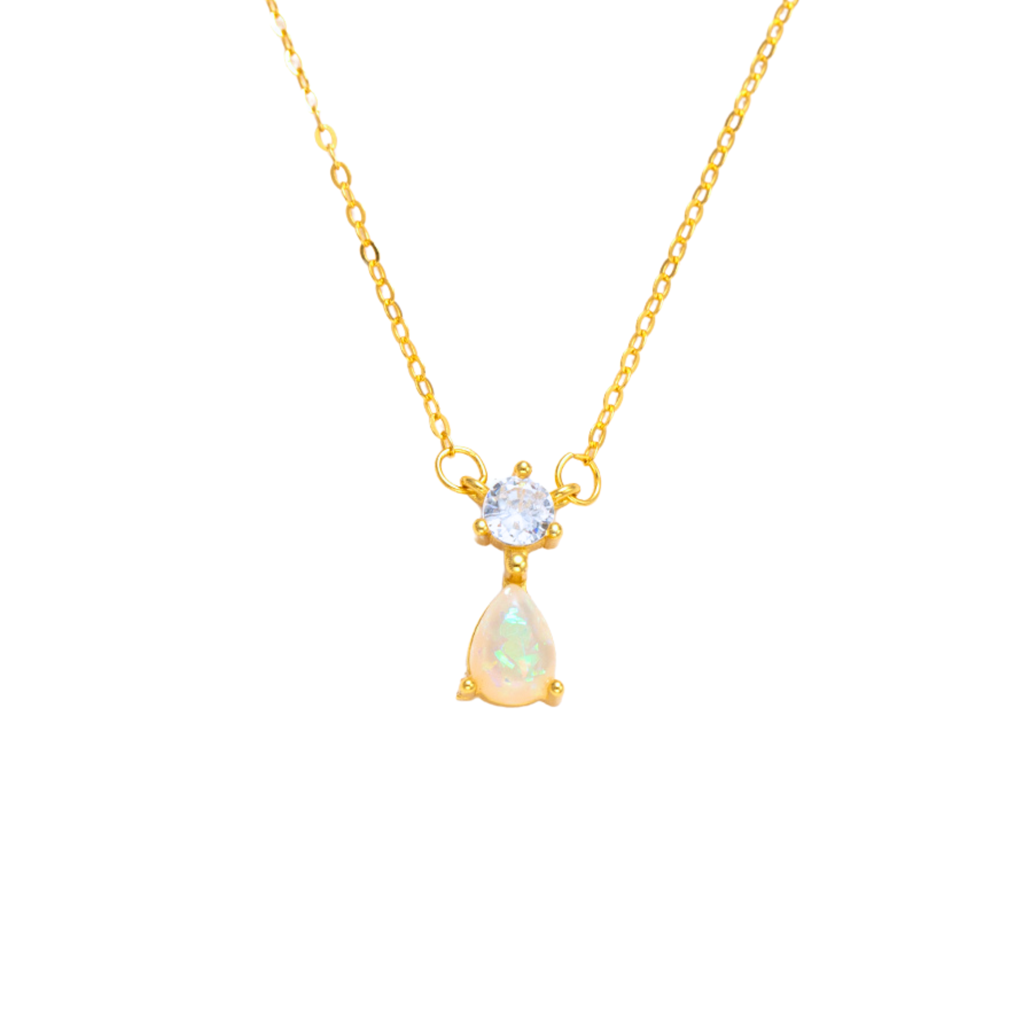 Gold Opal Dainty Pendant Necklace by Wishlilly