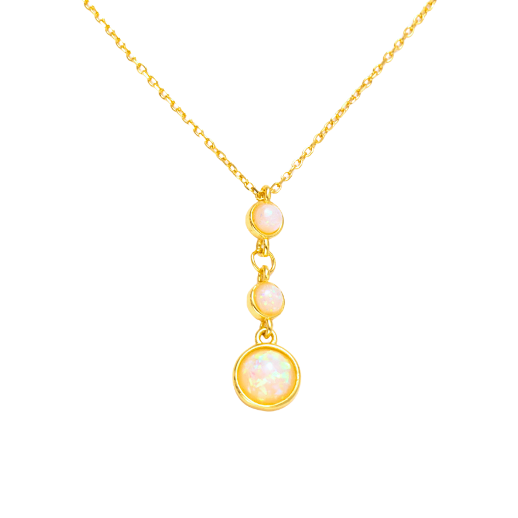 Gold Opal Circles Pendant Necklace by Wishlilly