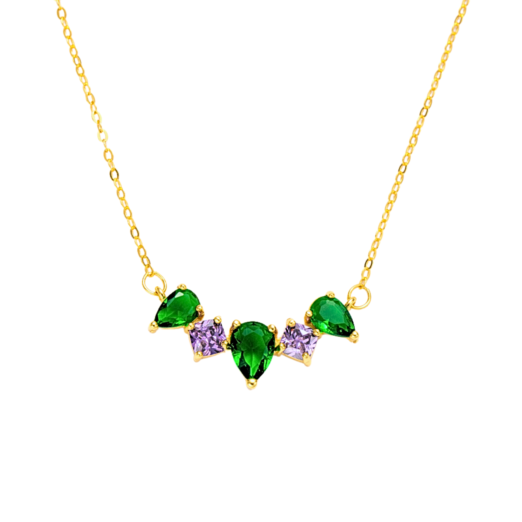 Green Gold Crystal Flower Necklace by Wishlilly