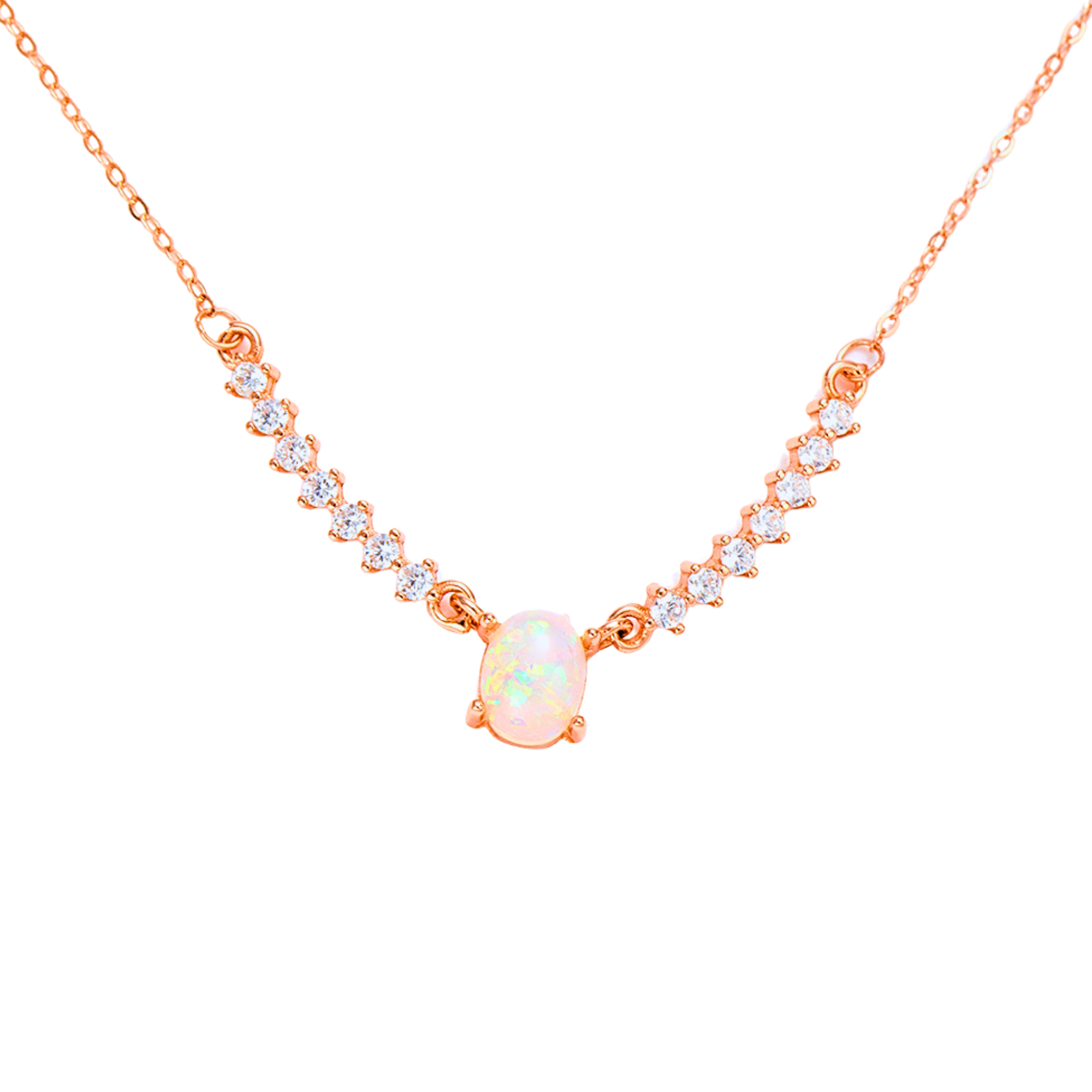 Rose Gold Opal Tennis Necklace by Wishlilly