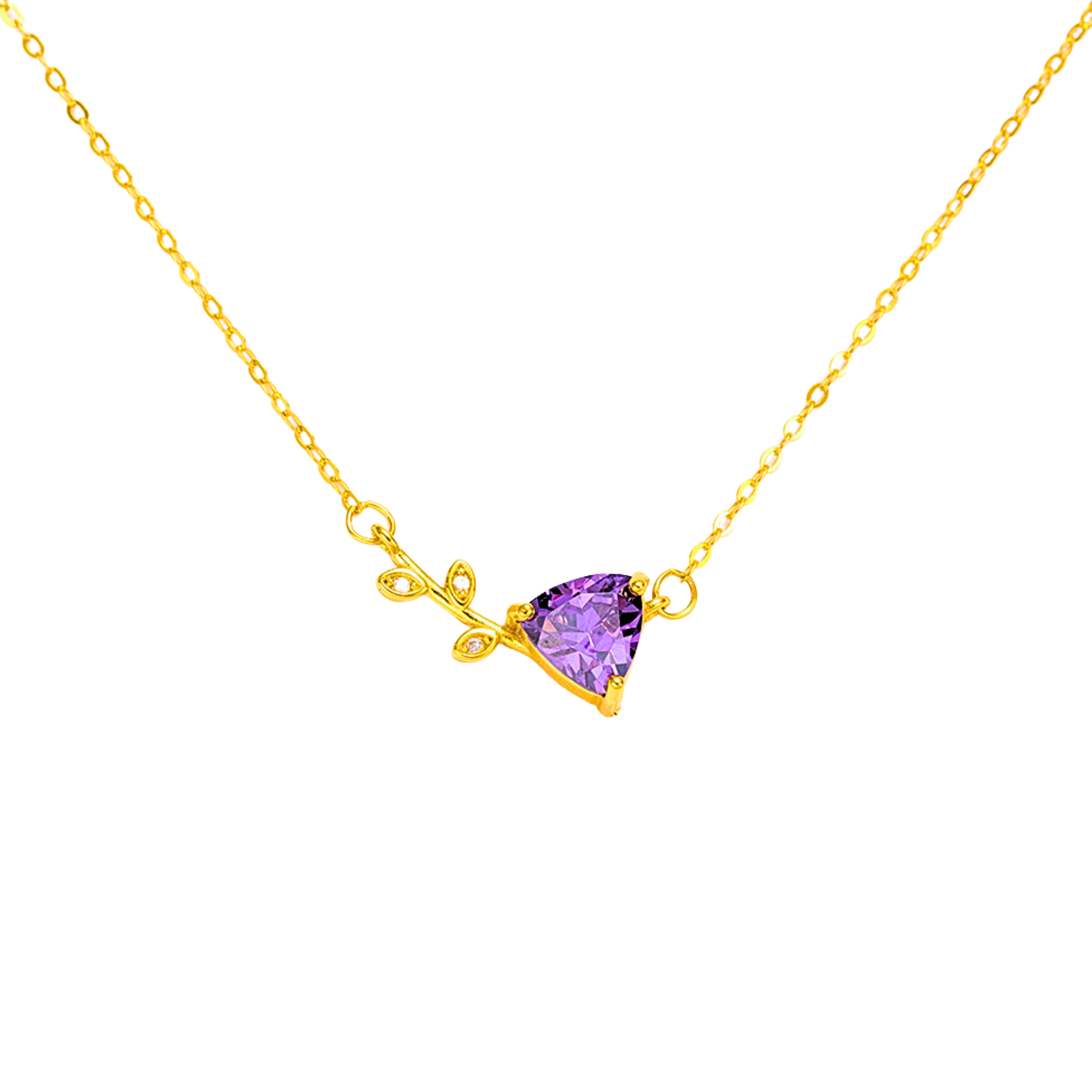 Gold Purple Leaf Necklace by Wishlilly