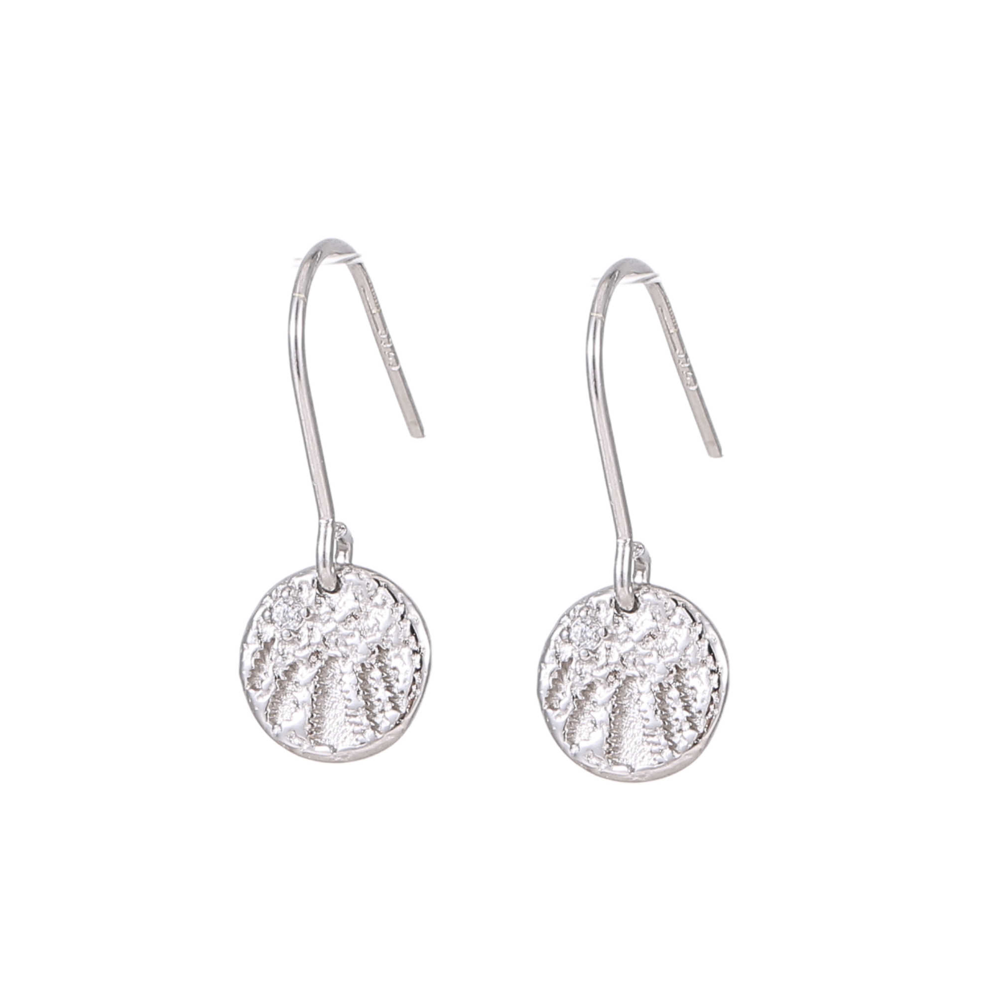 Small Circle Silver Diamond Earrings by Wishlilly