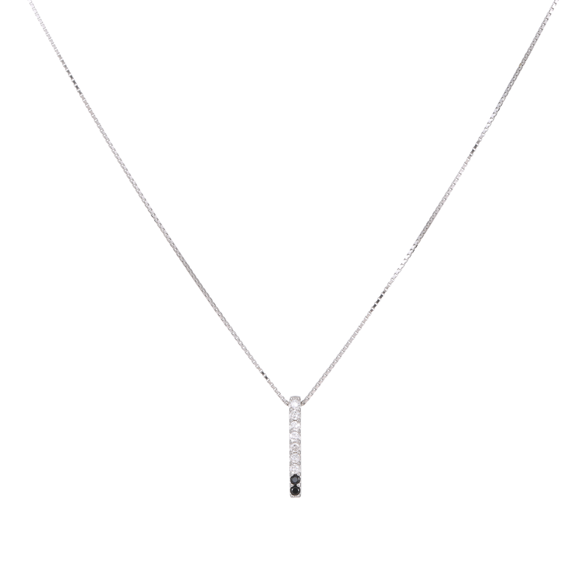 Silver Small Diamond Strip Necklace by Wishlilly