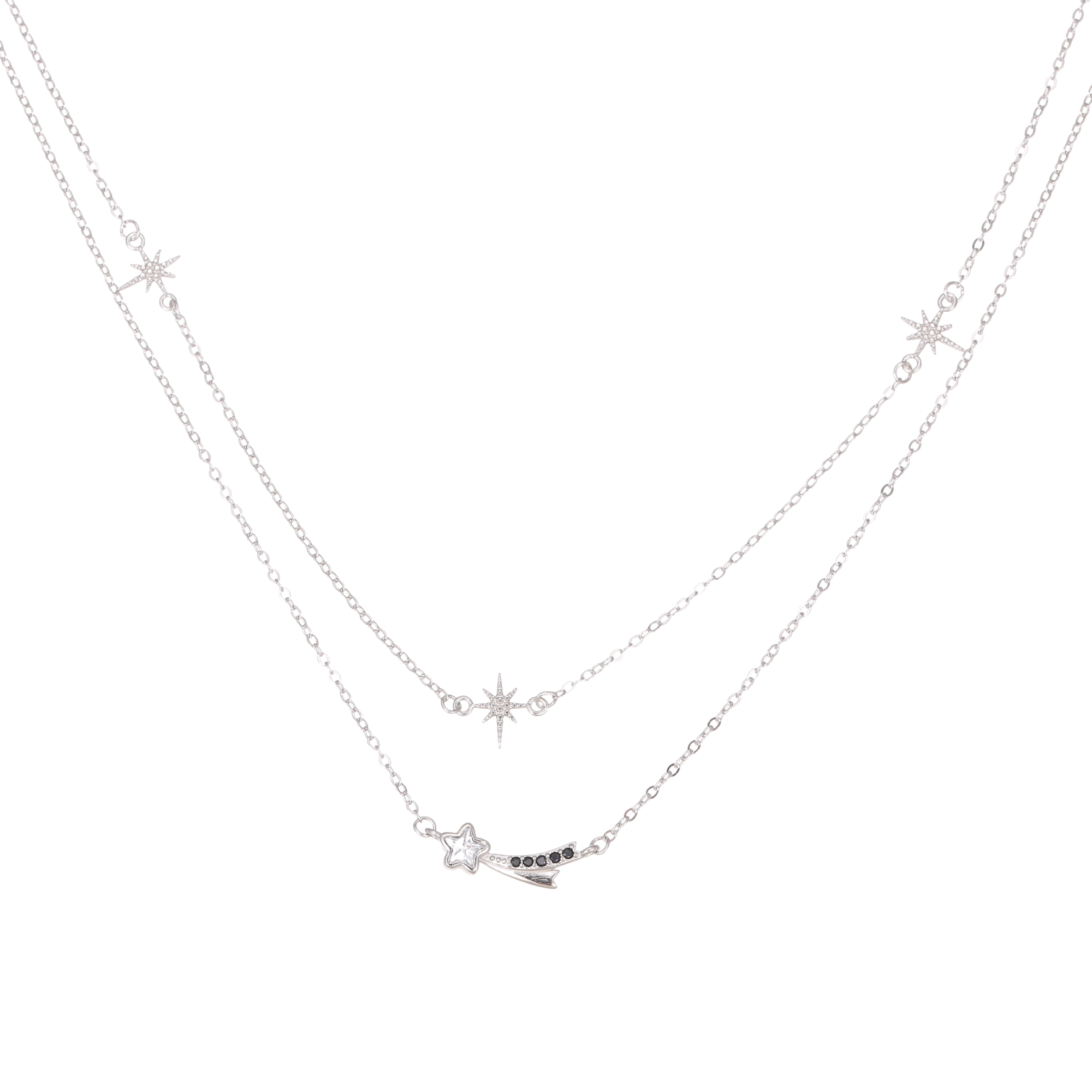 Silver Shooting Star Necklace Set by Wishlilly