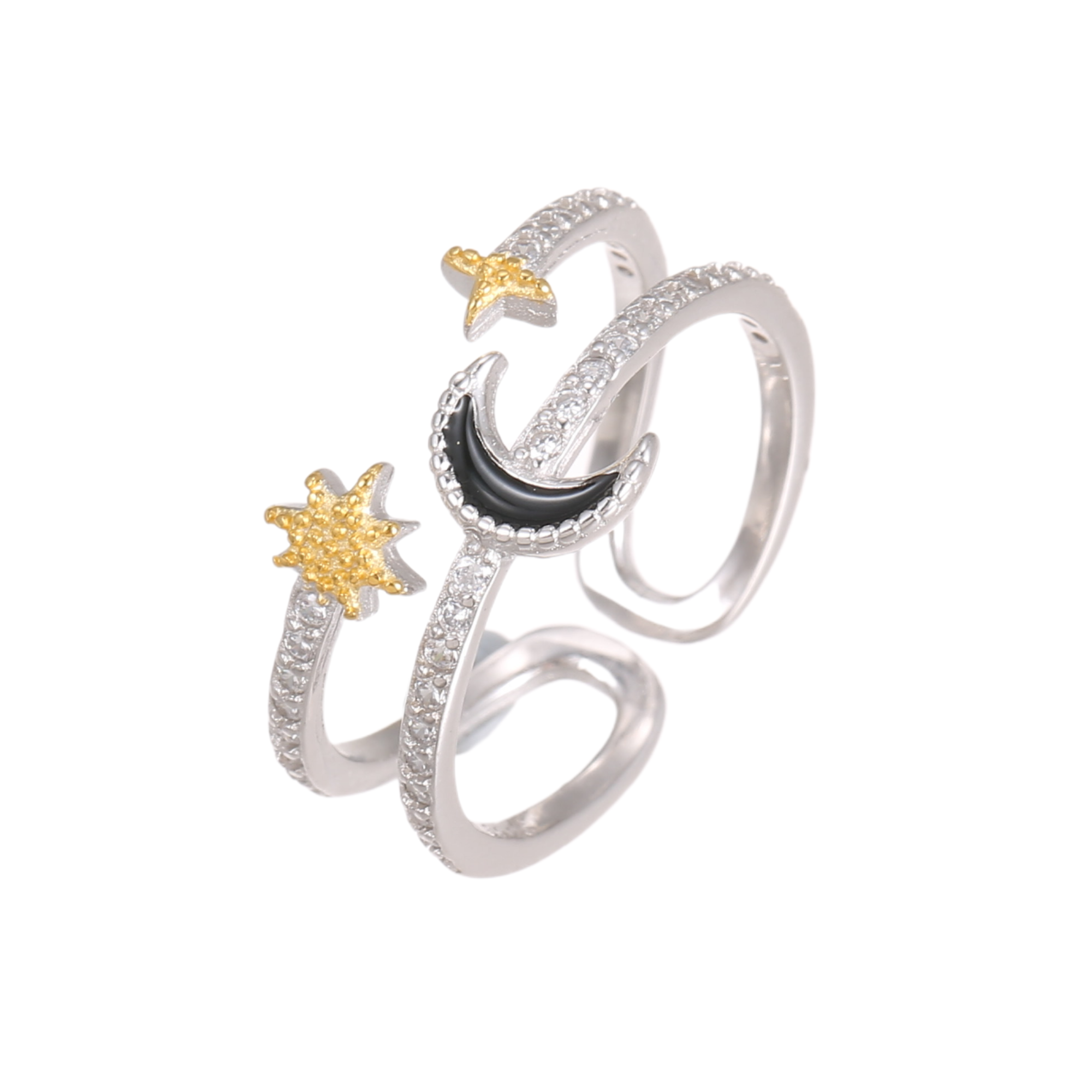 Silver Moon and Star Ring by Wishlilly