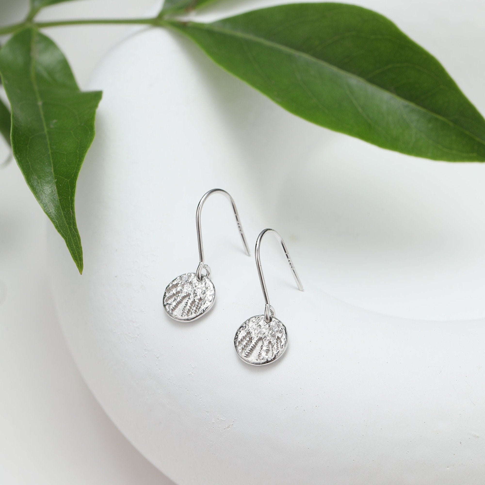 Small Circle Silver Diamond Earrings by Wishlilly