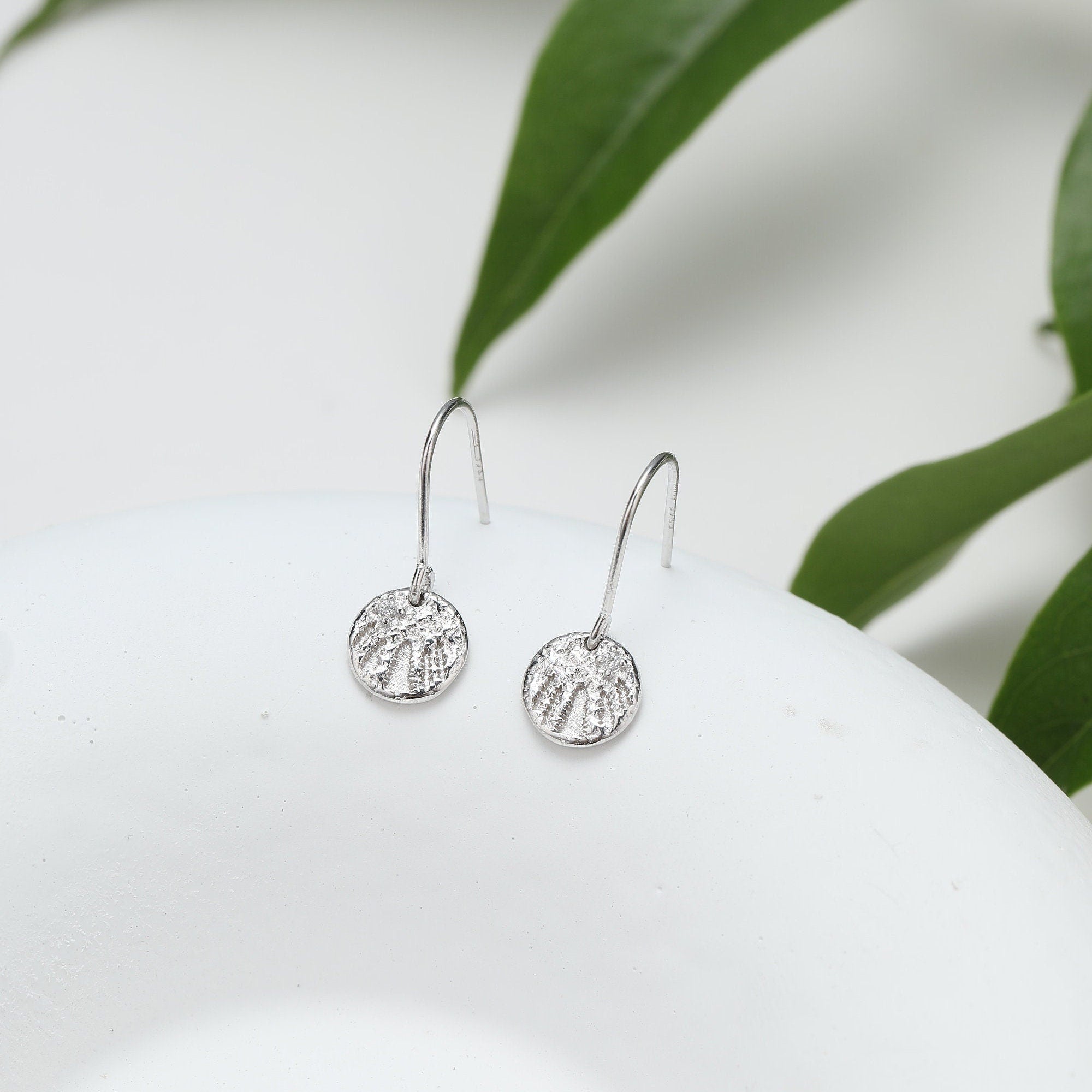 Small Circle Silver Diamond Earrings by Wishlilly