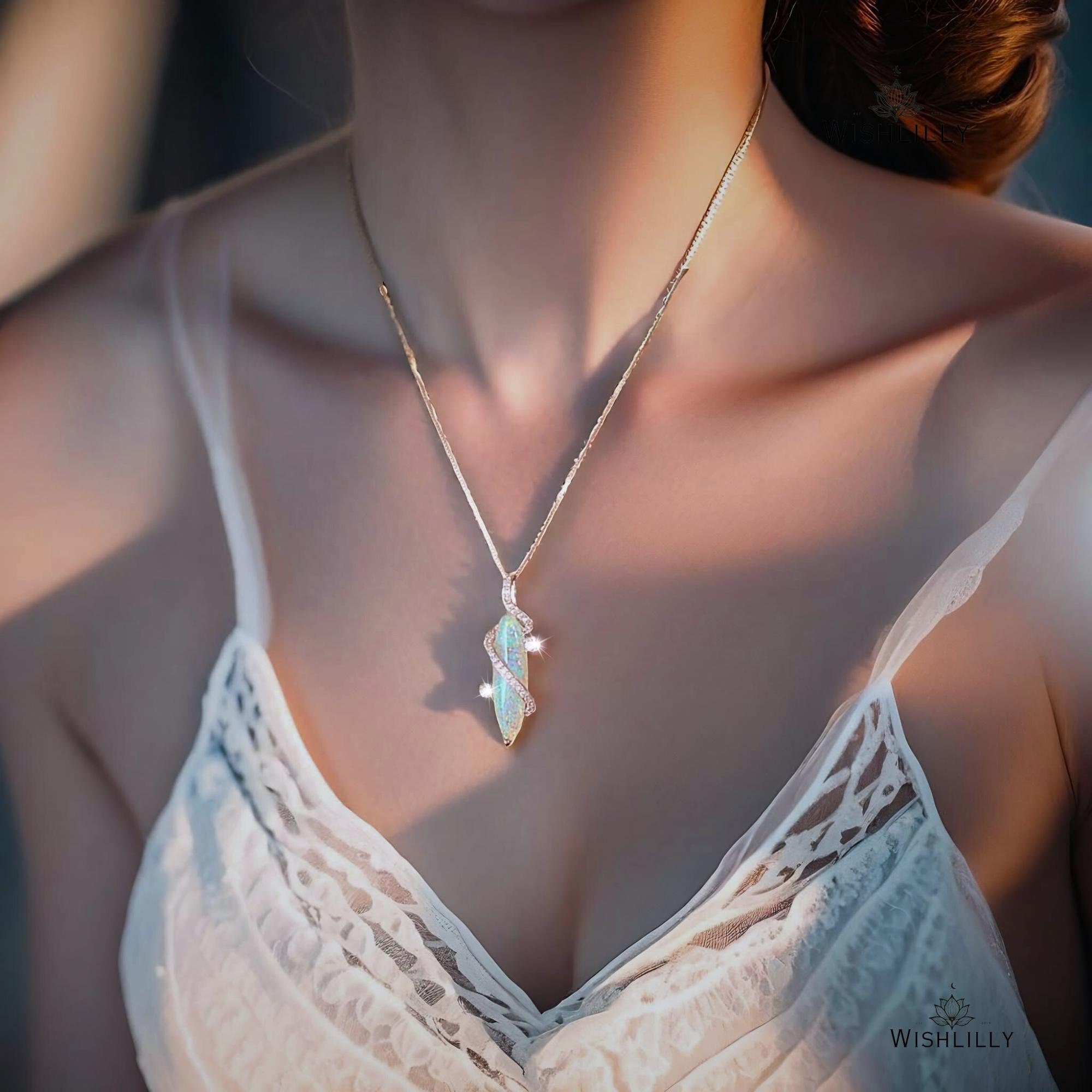 Opal Pendant Necklace by Wishlilly