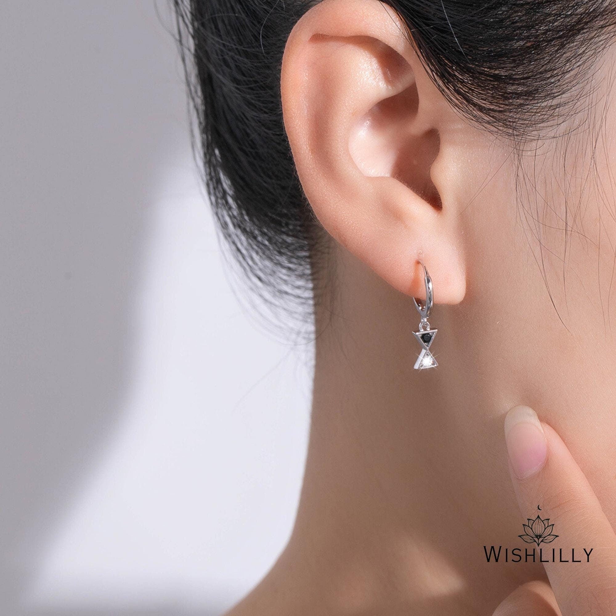 Dangling Hourglass Hoop Earrings by Wishlilly