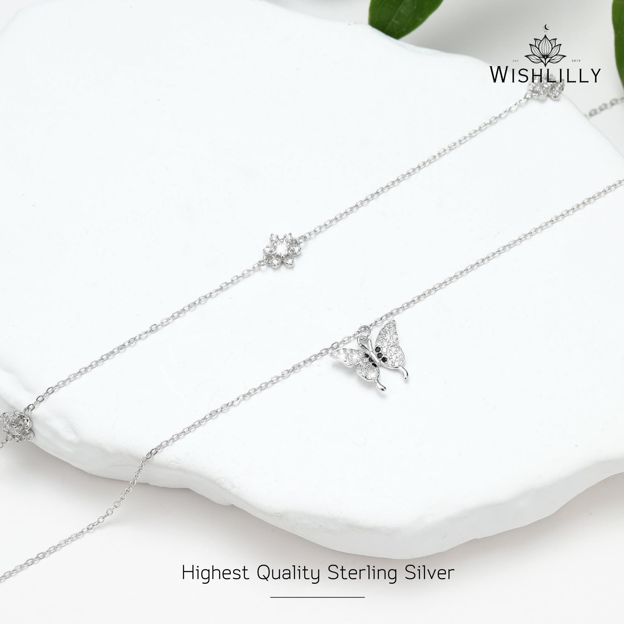 Silver Butterfly Necklace Set by Wishlilly