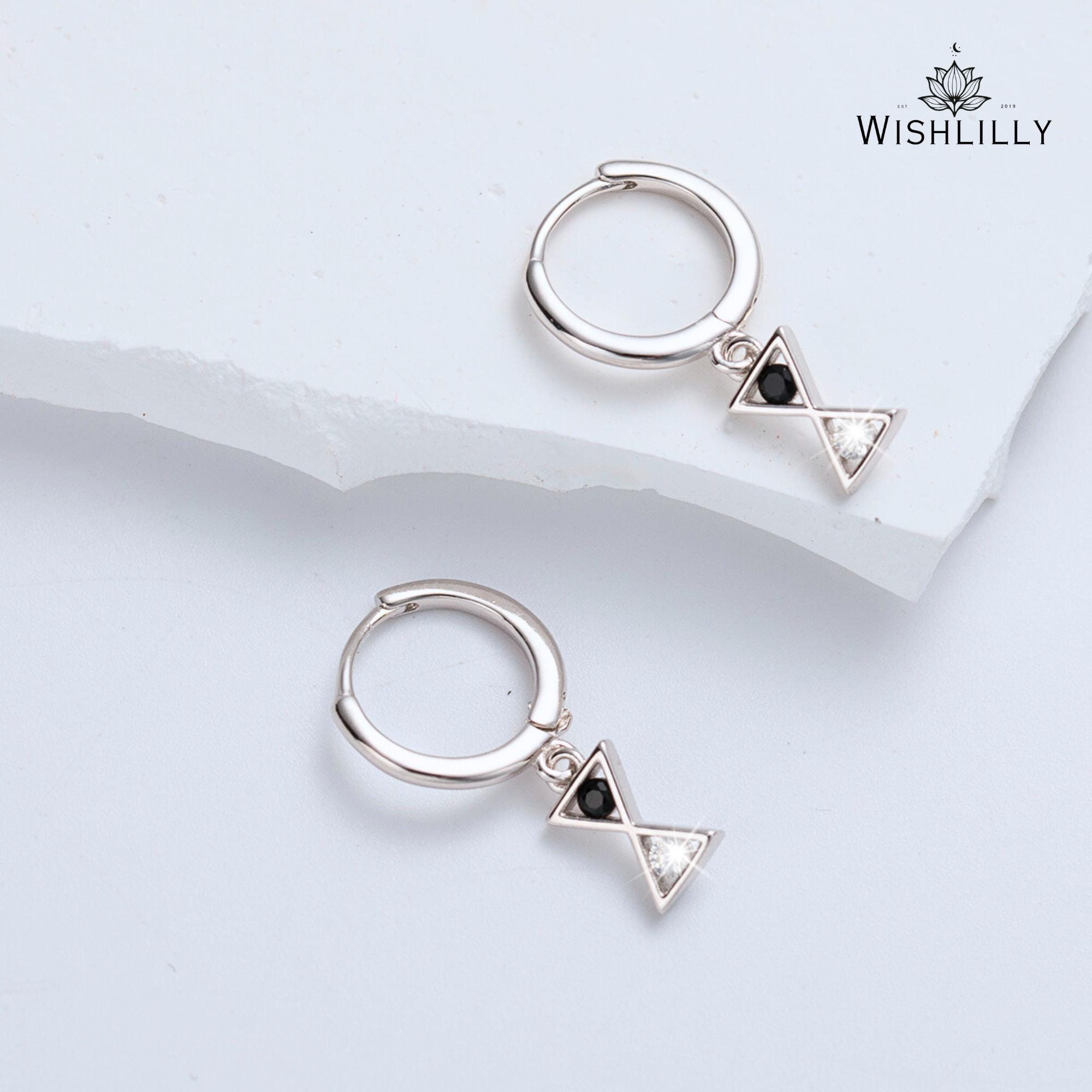 Dangling Hourglass Hoop Earrings by Wishlilly