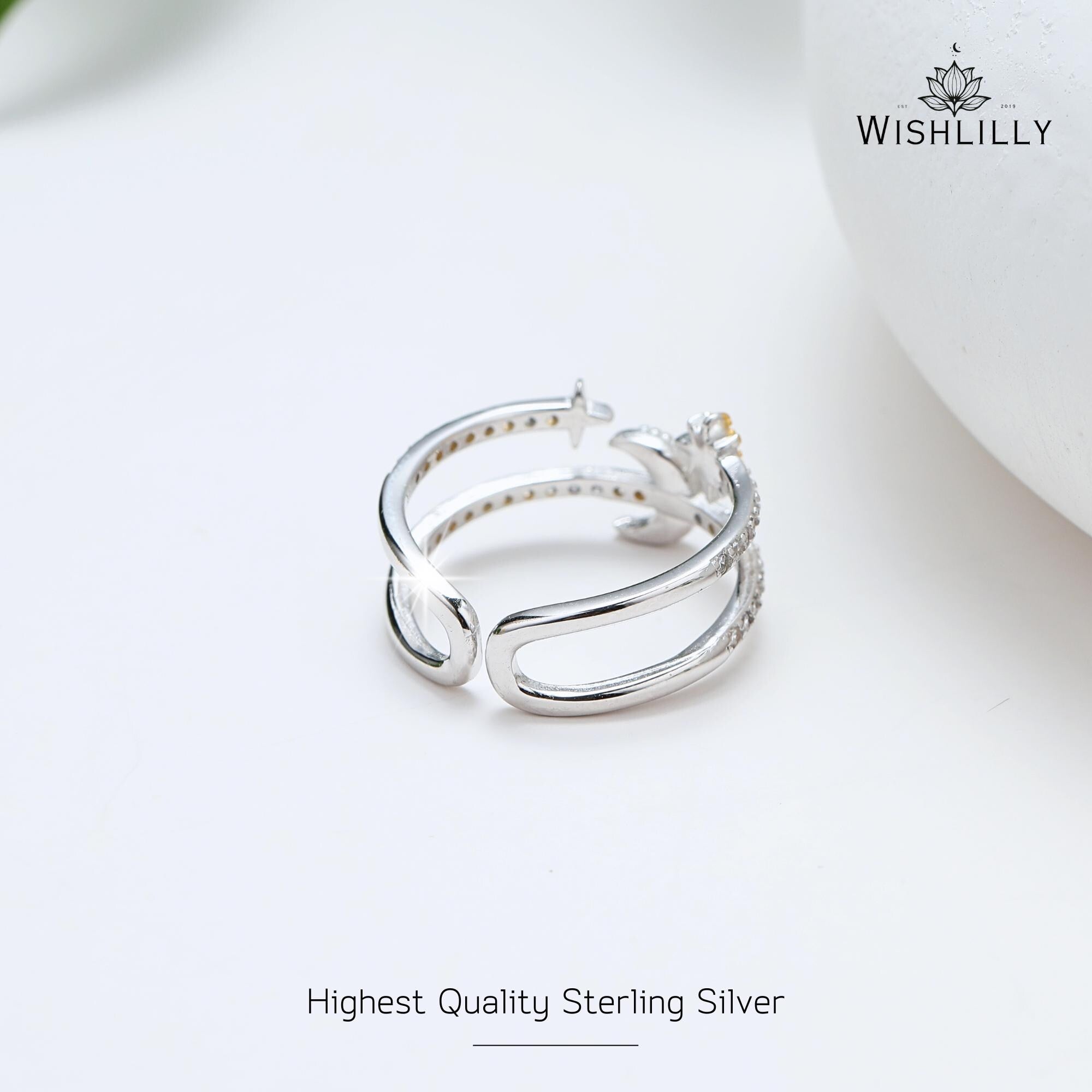 Silver Moon and Star Ring by Wishlilly