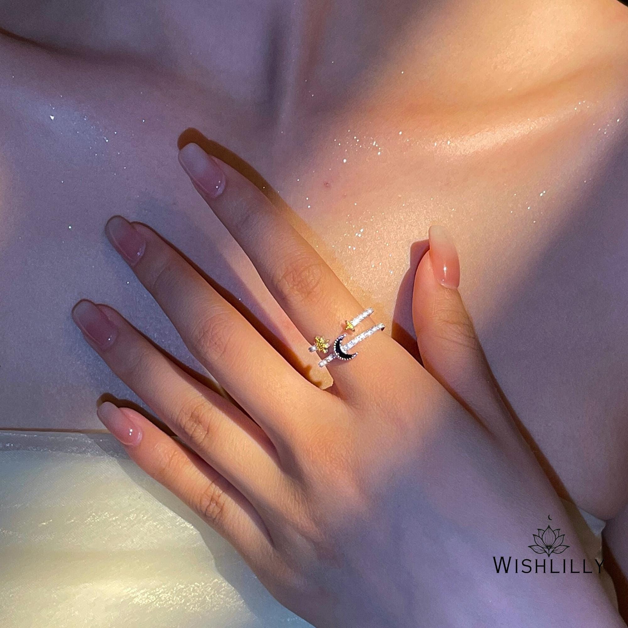 Silver Moon and Star Ring by Wishlilly