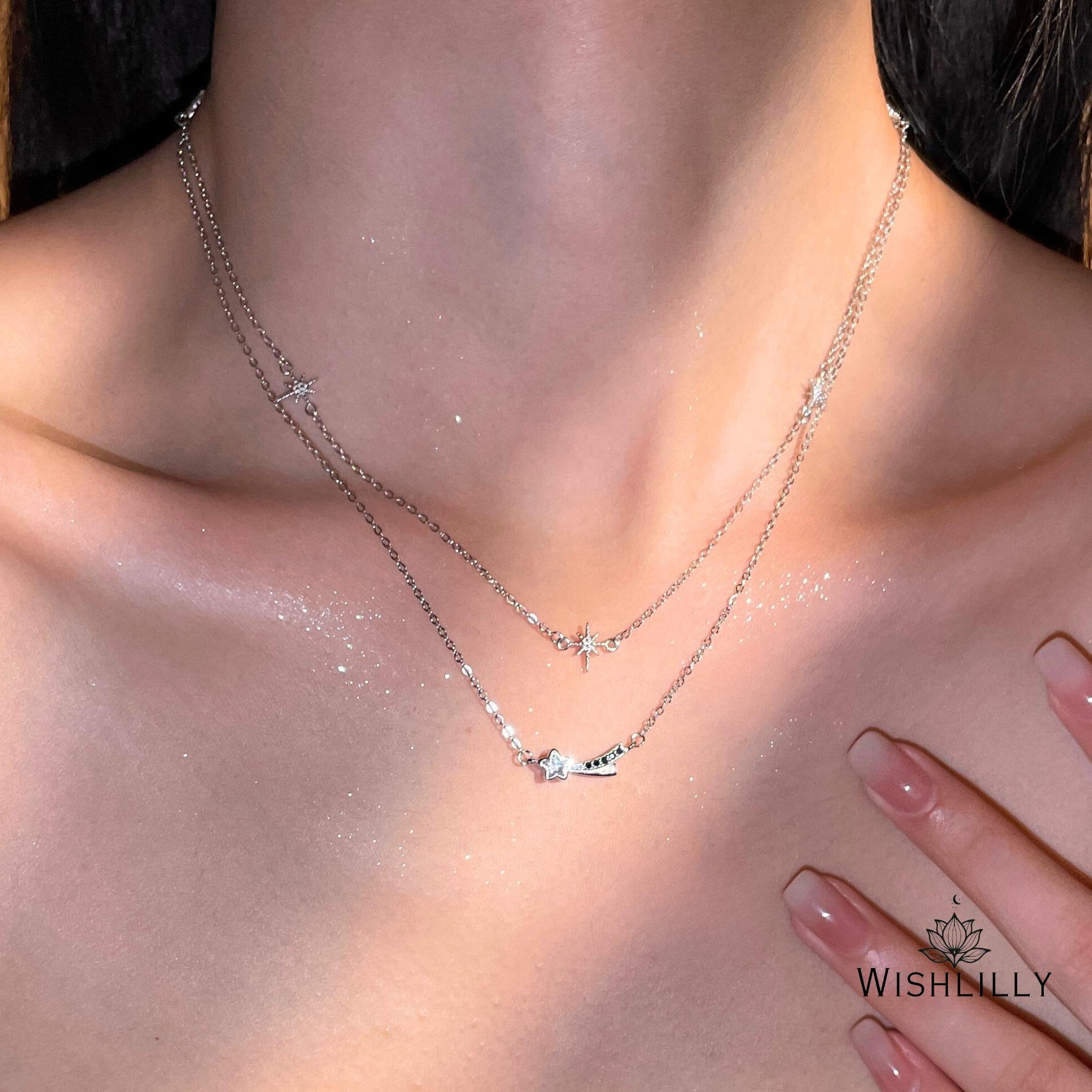 Silver Shooting Star Necklace Set by Wishlilly