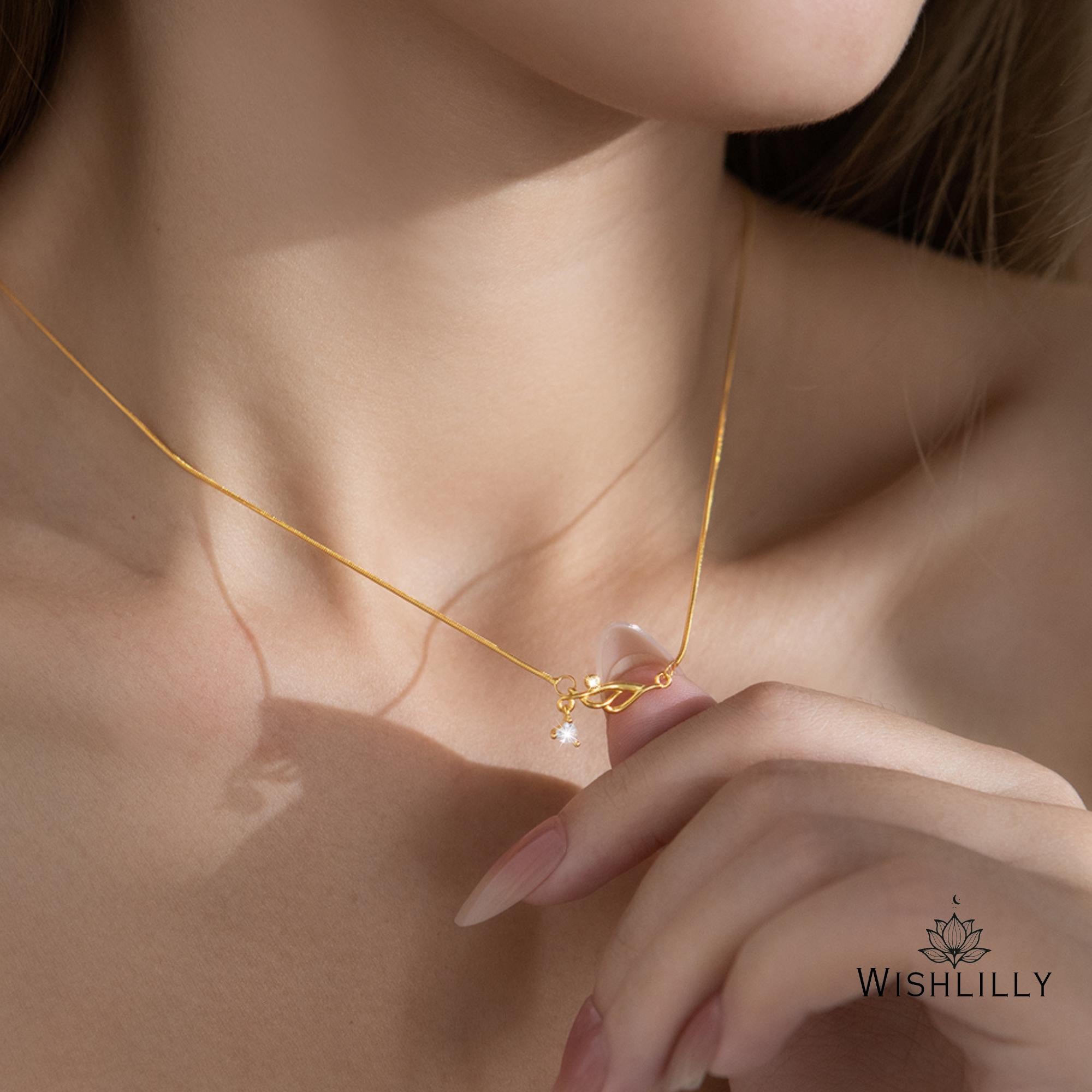 Gold Dainty Willow Necklace by Wishlilly