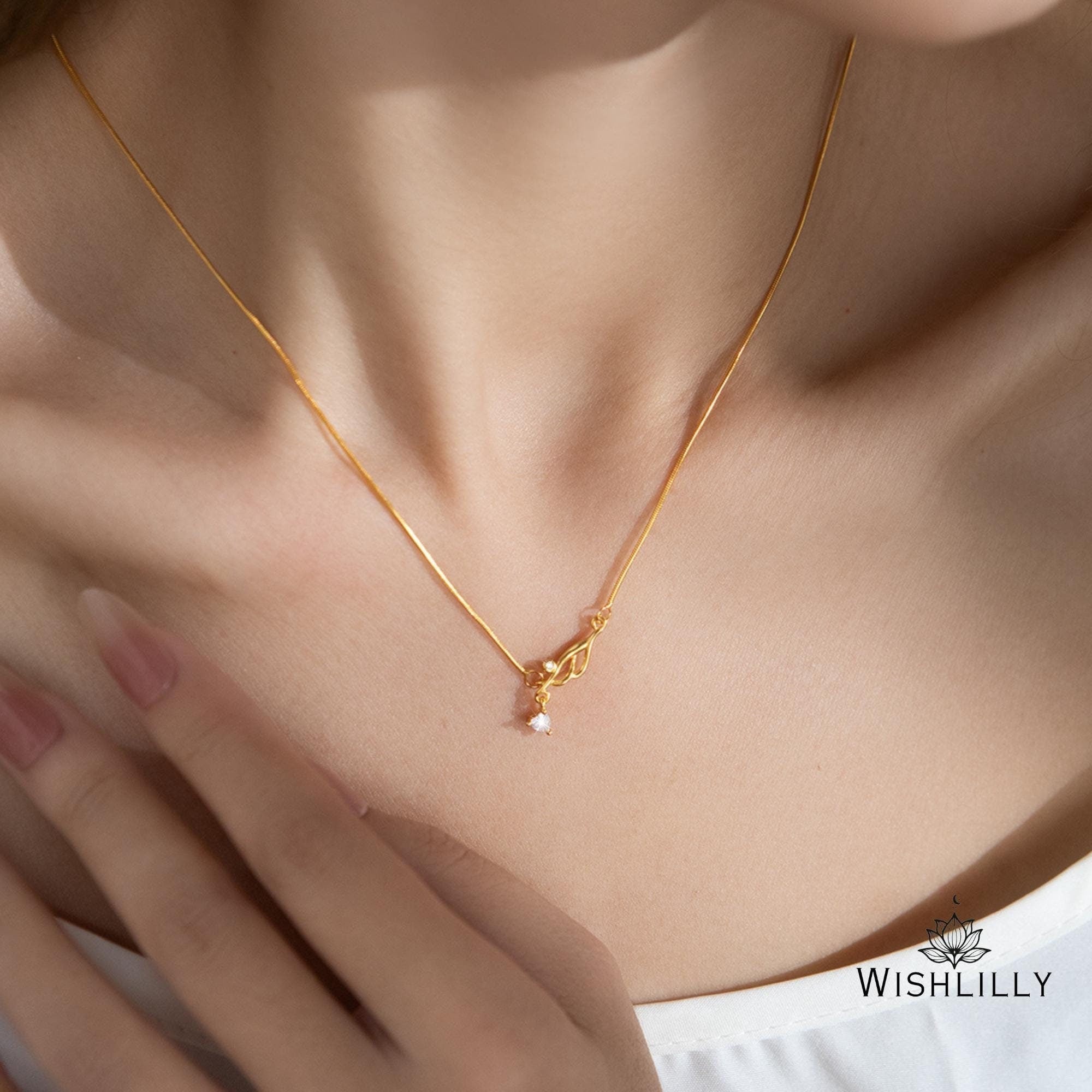 Gold Dainty Willow Necklace by Wishlilly