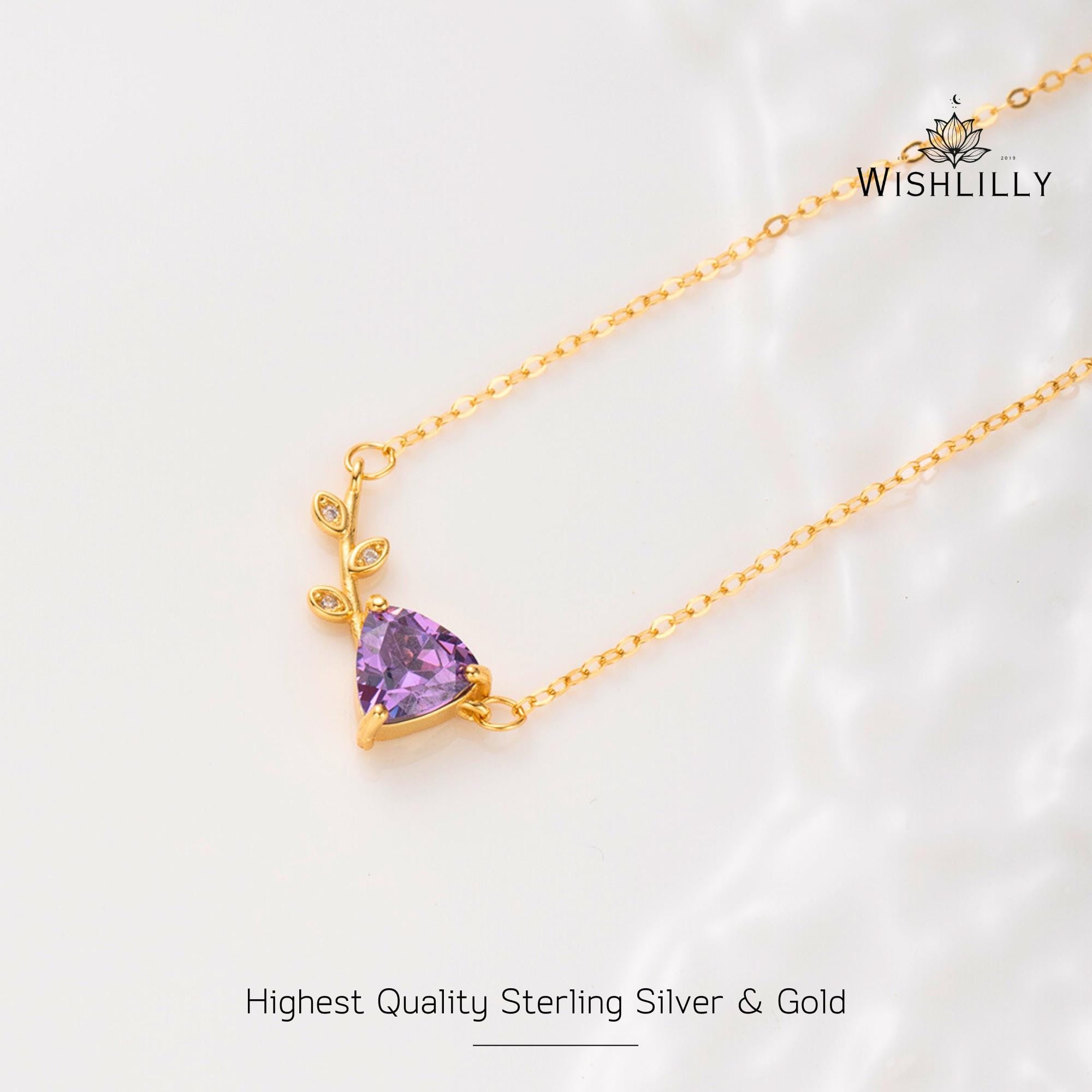 Gold Purple Leaf Necklace by Wishlilly