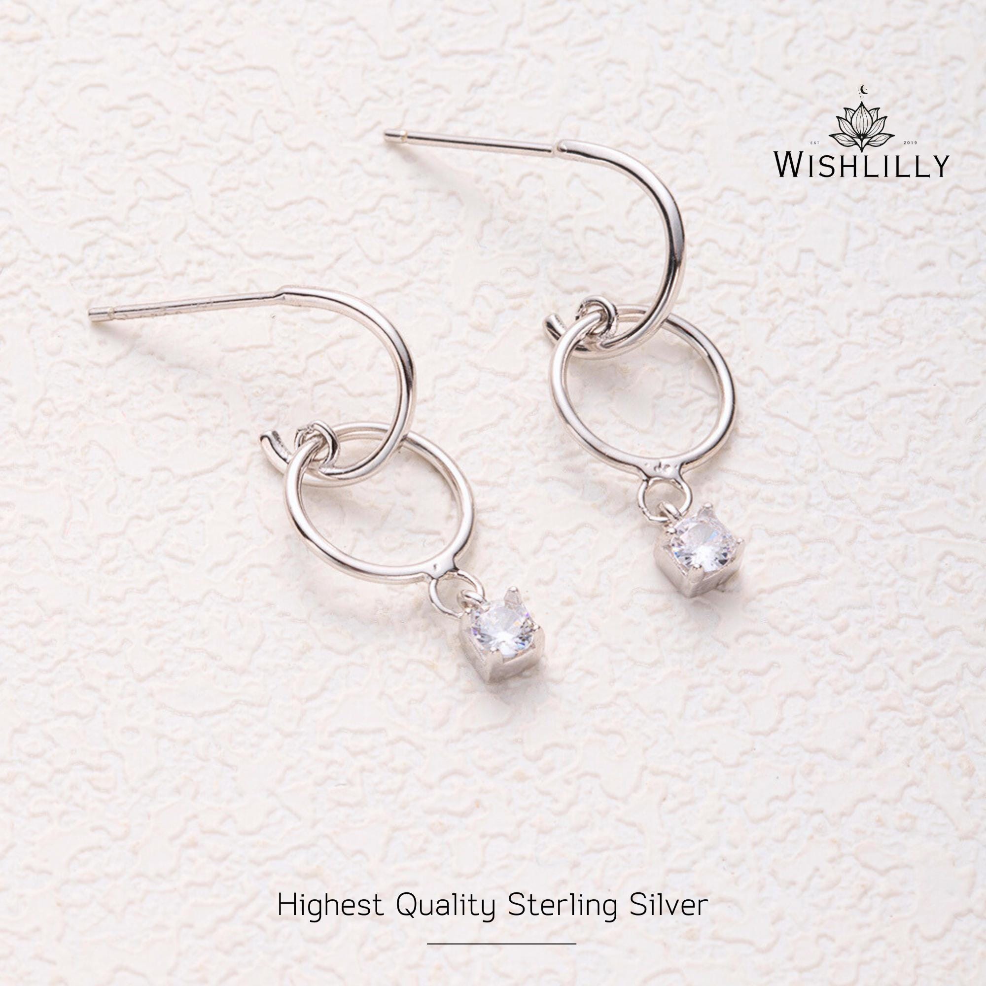 Dangling Crystal Hoop Earrings by Wishlilly