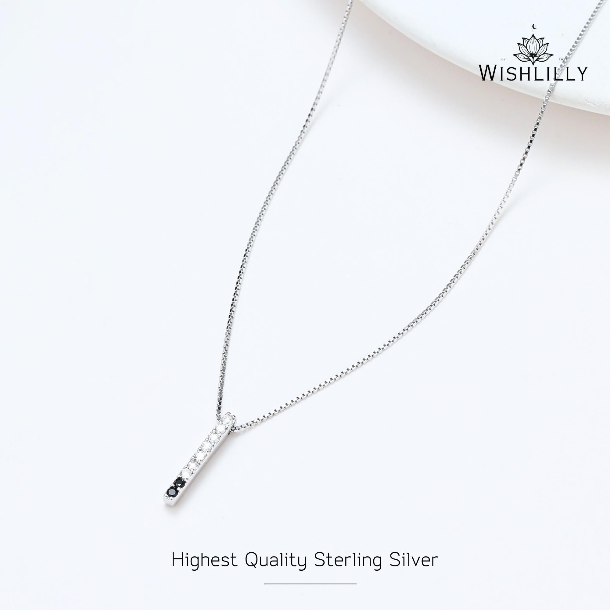 Silver Small Diamond Strip Necklace by Wishlilly