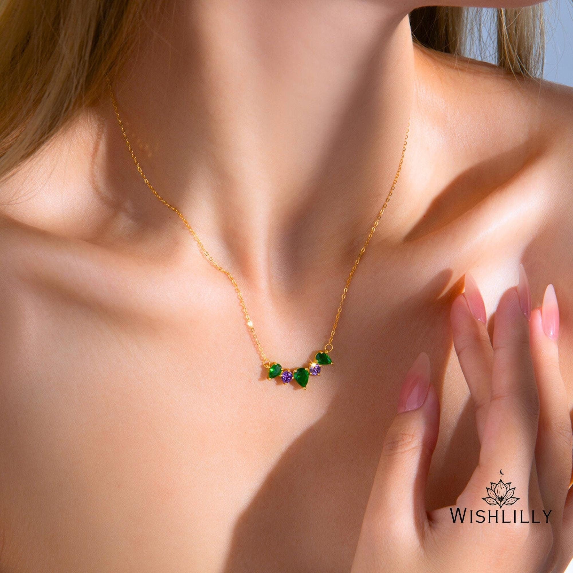 Green Gold Crystal Flower Necklace by Wishlilly