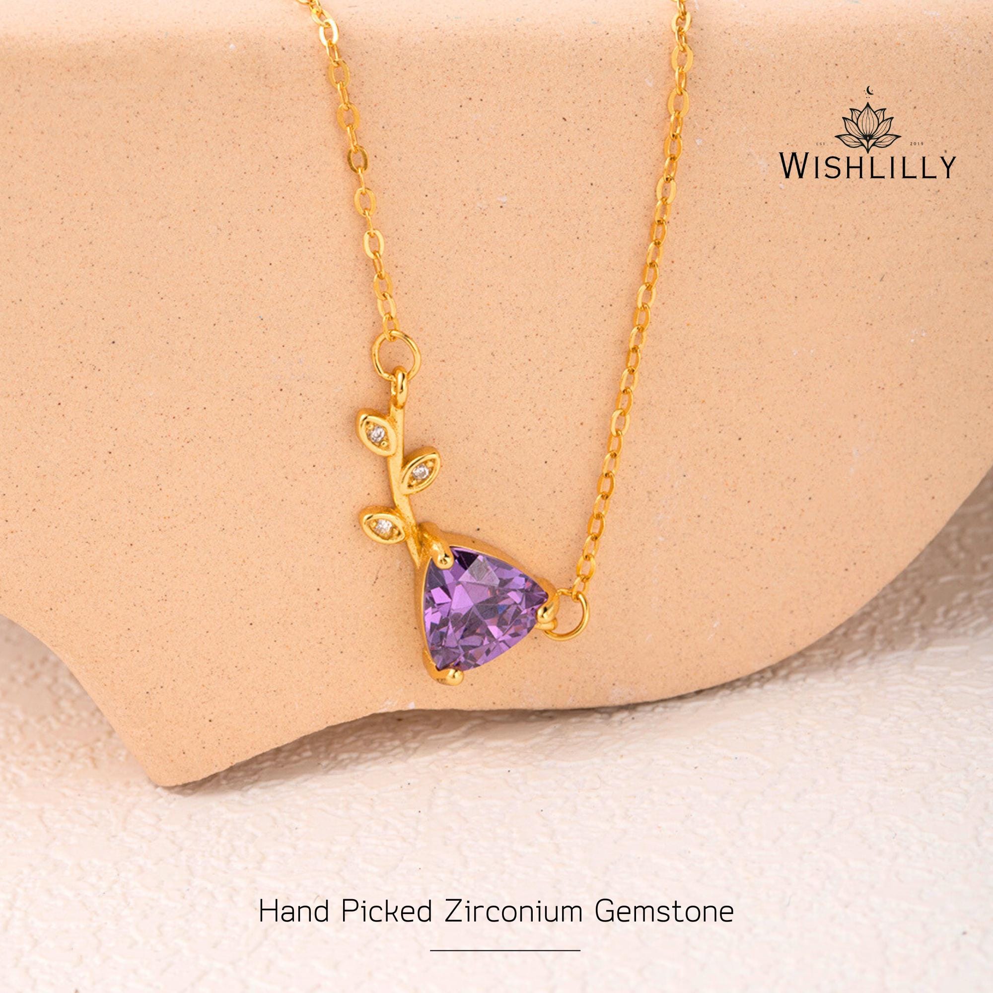 Gold Purple Leaf Necklace by Wishlilly