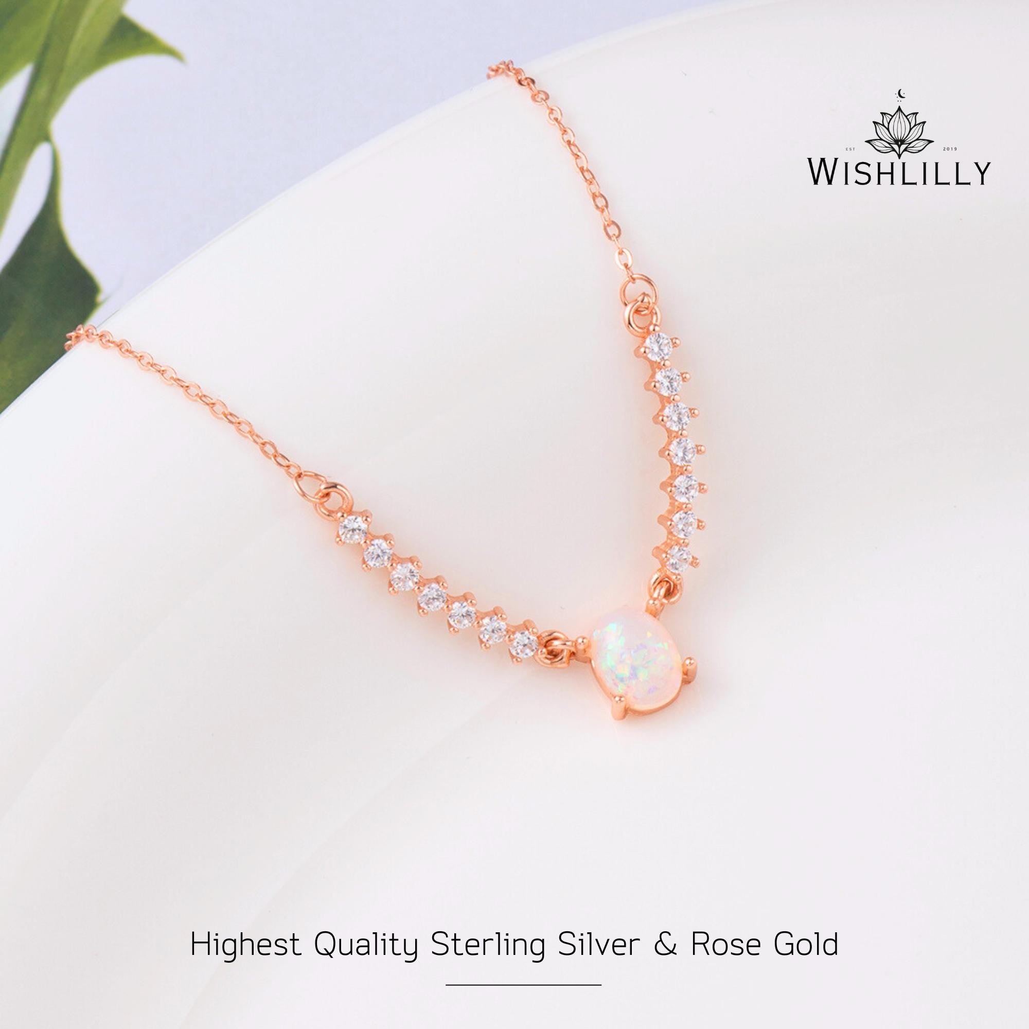 Rose Gold Opal Tennis Necklace by Wishlilly