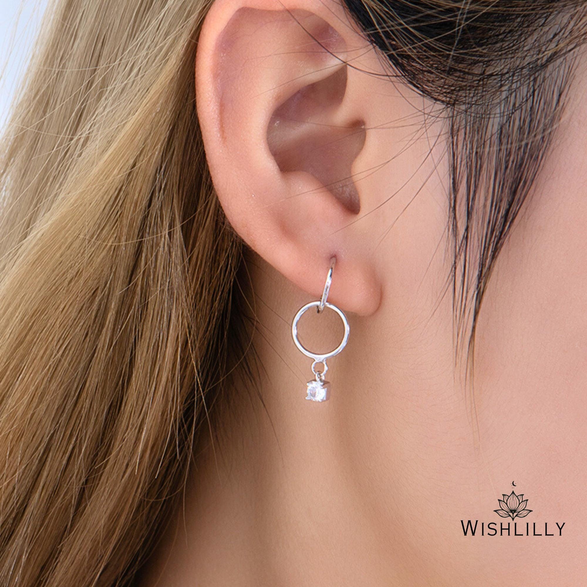 Dangling Crystal Hoop Earrings by Wishlilly