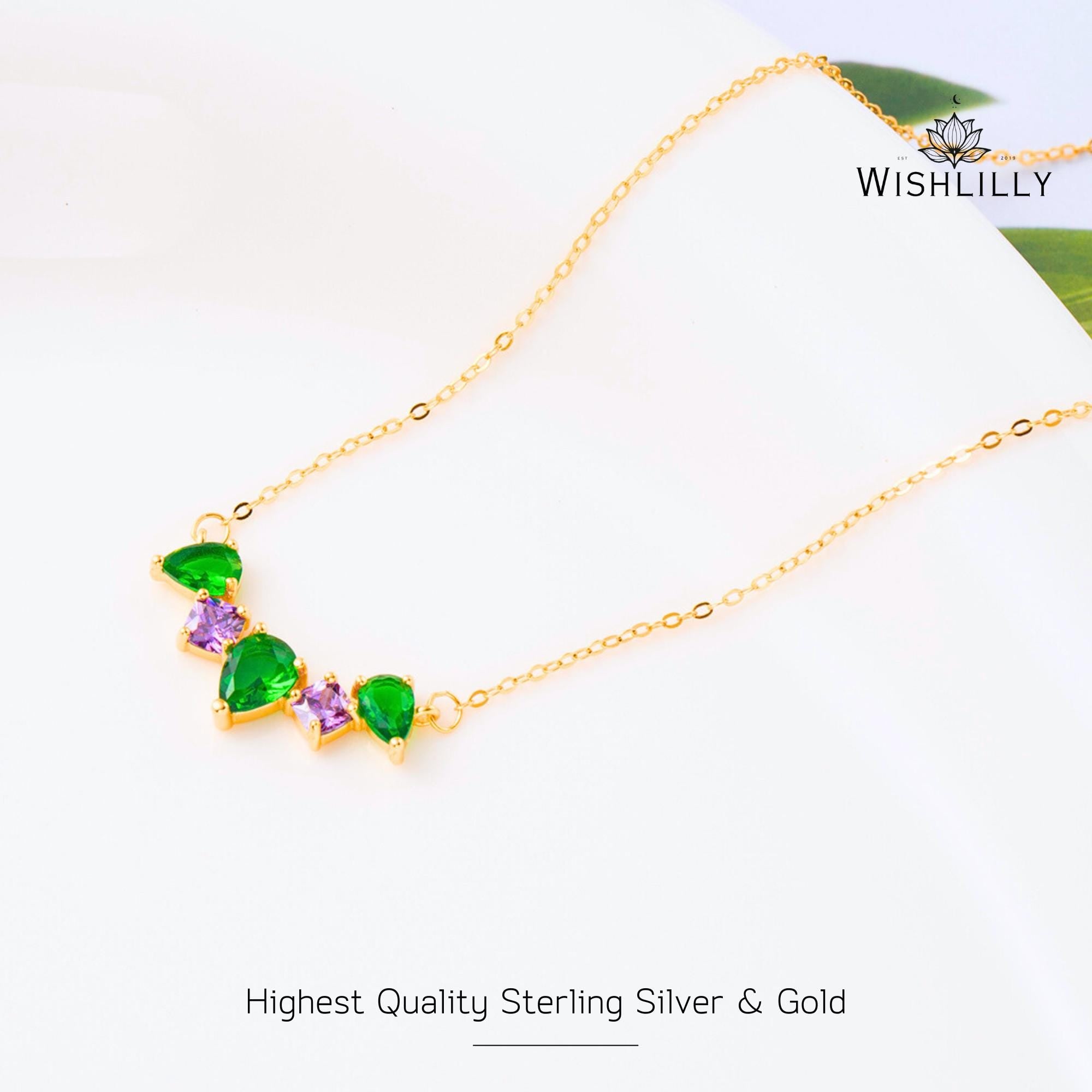 Green Gold Crystal Flower Necklace by Wishlilly