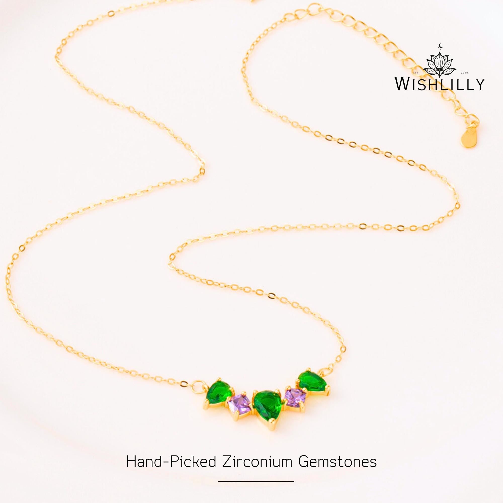 Green Gold Crystal Flower Necklace by Wishlilly