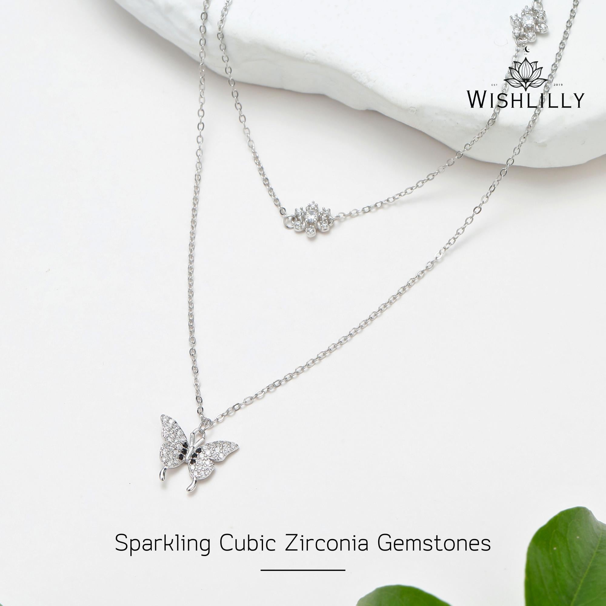Silver Butterfly Necklace Set by Wishlilly